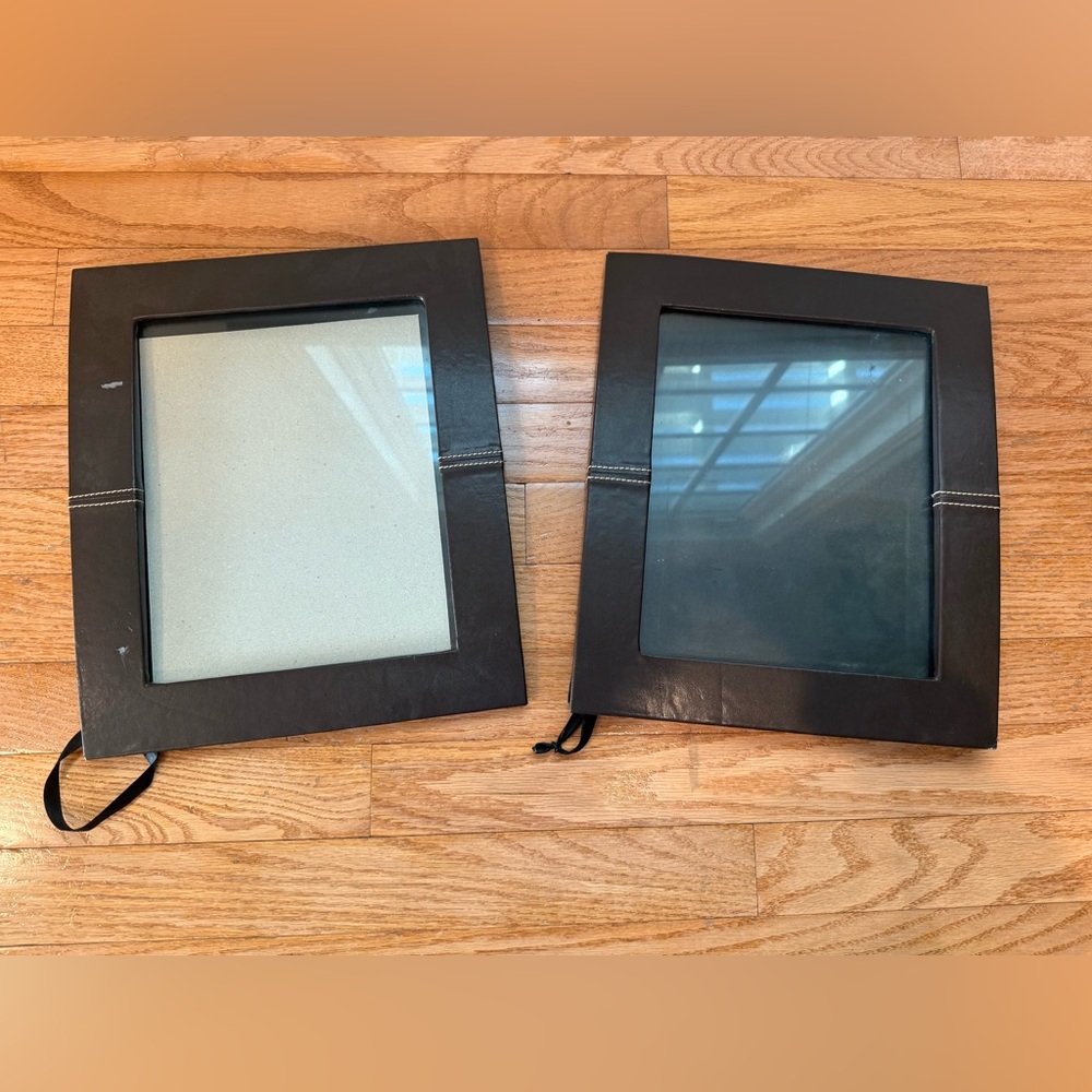 Frames 2 brown leather frames for 8x10 photo with slight damage on frames